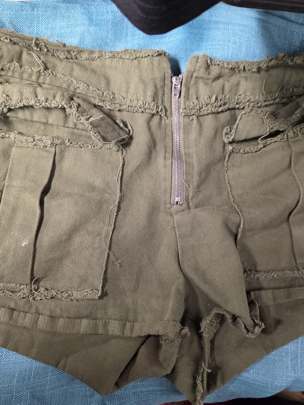 SHEIN Olive Green Frayed Cargo Shorts
